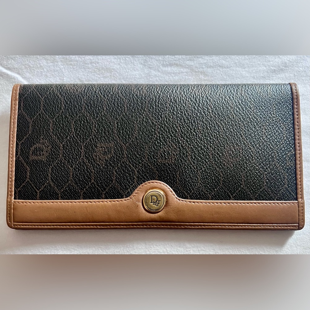 (Sold) Authentic Dior Vintage Honeycomb Monogram Long Wallet
